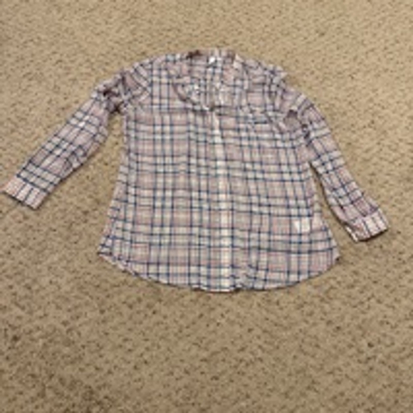 Kut from the Kloth Tops - Women's KUT From the Kloth Plaid Button-Up Shirt XL White Blue